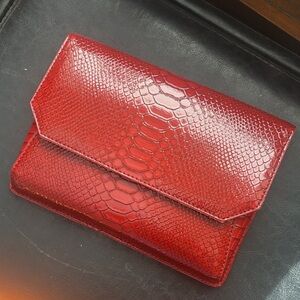 Red Snakeskin Clutch